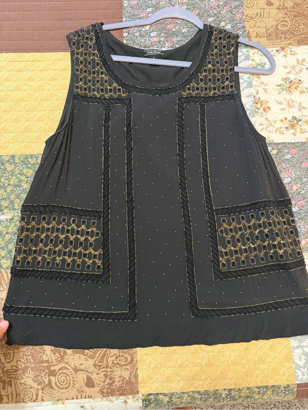 Women's Black Beaded Top